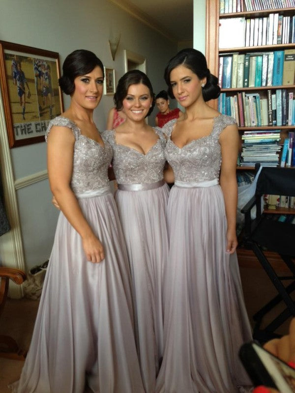 Wholesale V-Neck Chiffon Lace Sequins Beads Cap Sleeves Dress